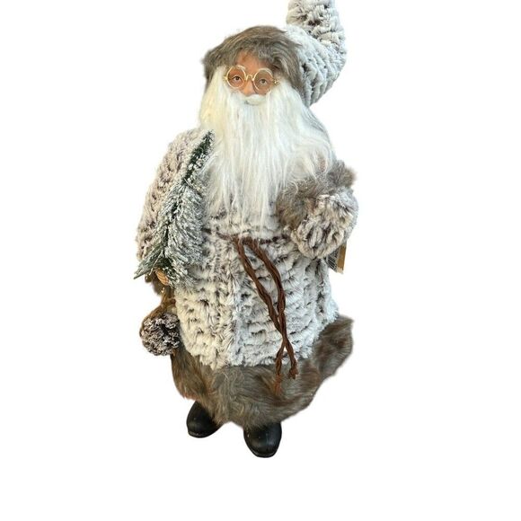 Holiday Lane Cozy Christmas 18"H Fabric Standing Santa with Tree - Picture 3 of 3